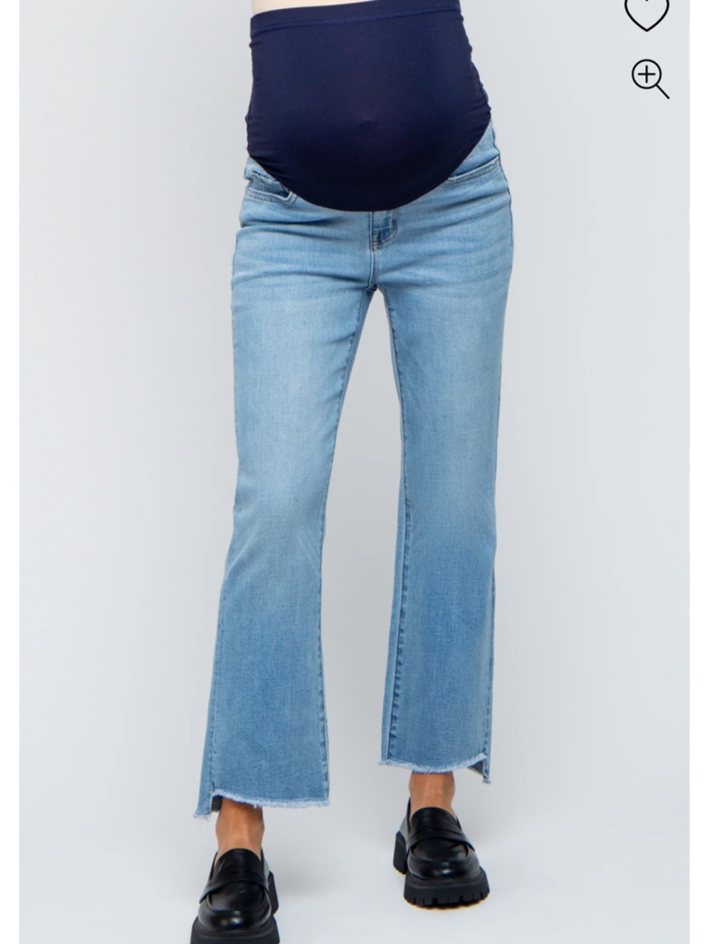 PINKBLUSH Light Blue Raw Edge Crop Maternity Jeans - Picture 13 of 15